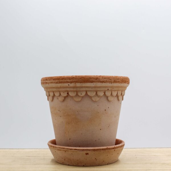 Copenhagen Terracotta Pot and Saucer – Raw Rosa 12cm